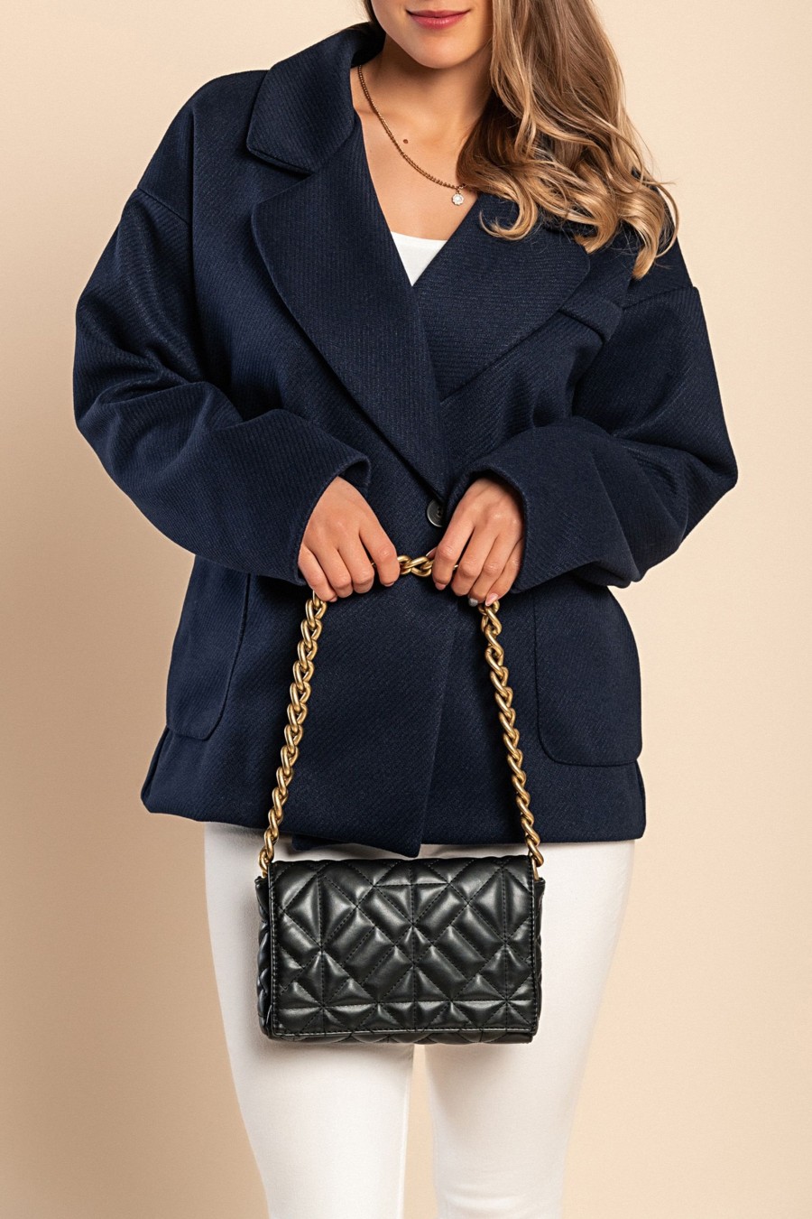 Donna PRONTO MODA ELENE | Cappotto Elegante E Ampio, Blu