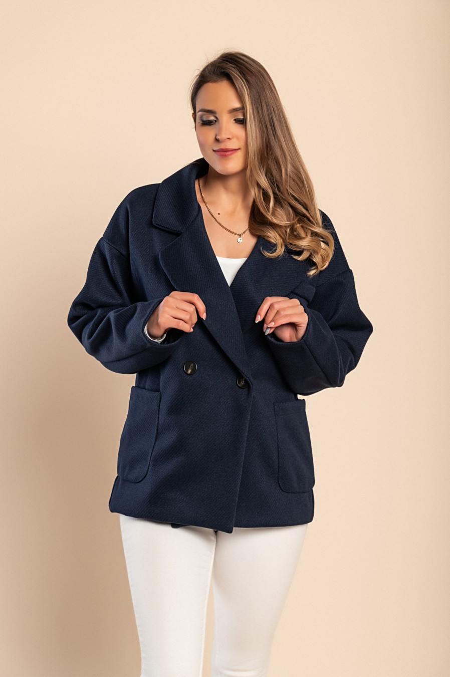 Donna PRONTO MODA ELENE | Cappotto Elegante E Ampio, Blu