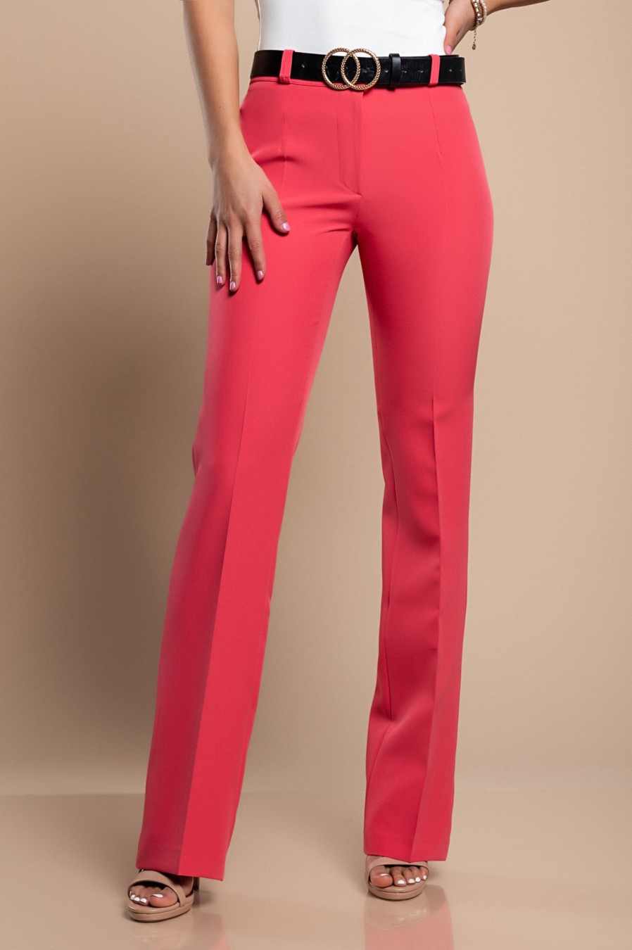 Donna CA.FRA.MA.s.r.l. | Pantaloni Eleganti Dal Taglio Dritto, Corallo