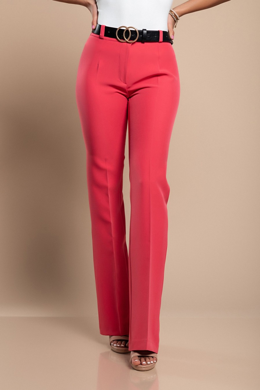 Donna CA.FRA.MA.s.r.l. | Pantaloni Eleganti Dal Taglio Dritto, Corallo