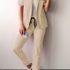 Donna NEO IMAGE | Completo Pantalone Con Blazer Manica Corta, Beige.