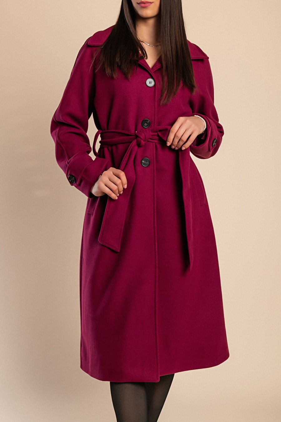 Donna PRONTO MODA ELENE | Cappotto Elegante Con Bottoni, Fucsia