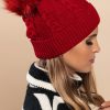 Donna FASHION STYLE SRLS (ANGELA) | Cappello Lavorato A Maglia Con Pompon, Bordeaux