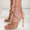 Scarpe E Accessori AMANDA INGROSSO CALZATURE | Sandali Con Tacco Alto E Catene Decorative, Beige