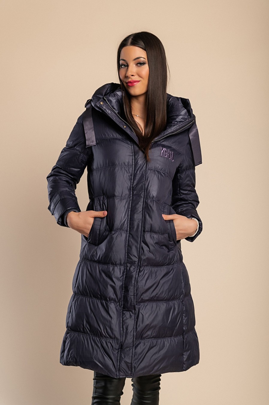 Donna FLY - MYDRESS | Giacca Invernale Lunga Con Cappuccio, Viola