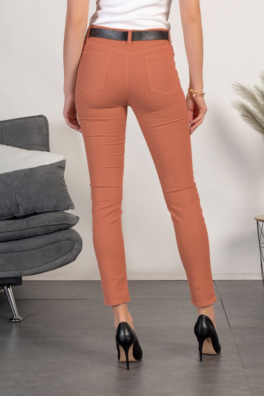 Donna CA.FRA.MA.s.r.l. | Pantaloni Modello Skinny In Cotone Ruesca, Albicocca