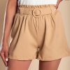 Donna OCHIRLY | Shorts A Vita Alta Con Cintura Decorativa, Beige