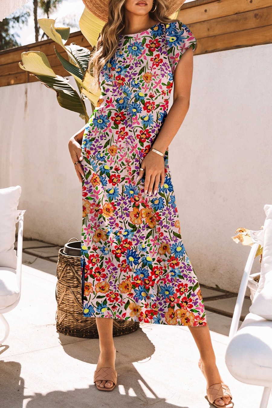 Donna PRONTO MODA ELENE | Maxi Abito Con Stampa Floreale, Multicolor