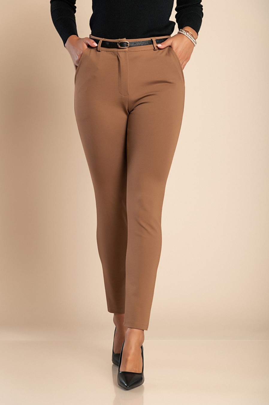 Donna PRONTO MODA ELENE | Pantaloni Lunghi Eleganti, Cammello