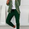 Donna NEO IMAGE | Completo Blazer E Pantaloni Con Stampa Nunzia, Verde Scuro