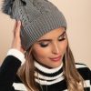 Donna FASHION STYLE SRLS (ANGELA) | Cappello Lavorato A Maglia Con Pompon, Grigio