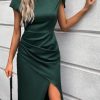 Donna PRONTO MODA ELENE | Abito Midi Elegante Con Dettagli Arricciati, Verde