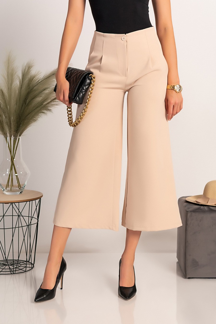 Donna PRONTO MODA ELENE | Pantaloni Eleganti 7/8 Navolata, Beige