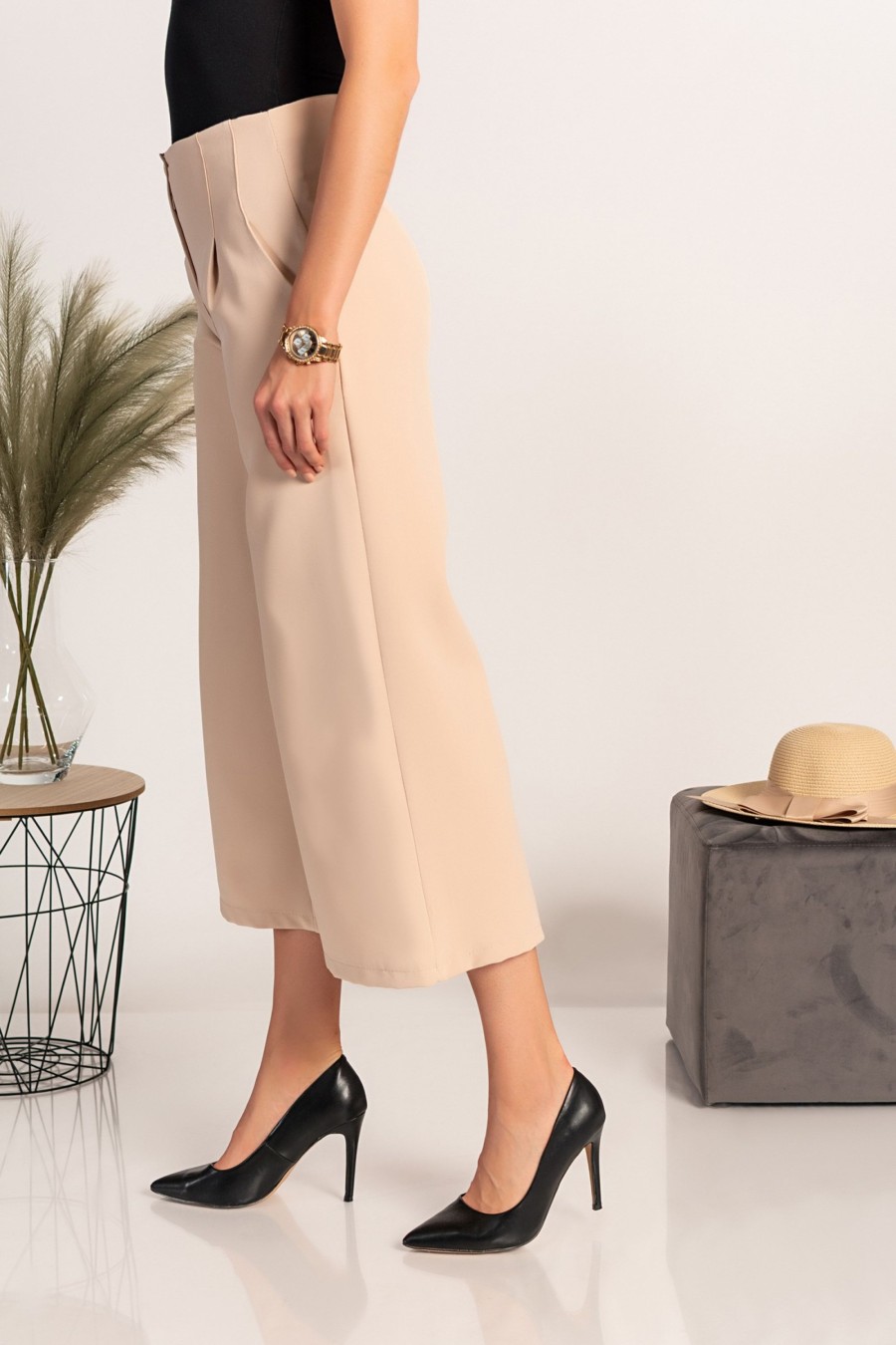 Donna PRONTO MODA ELENE | Pantaloni Eleganti 7/8 Navolata, Beige