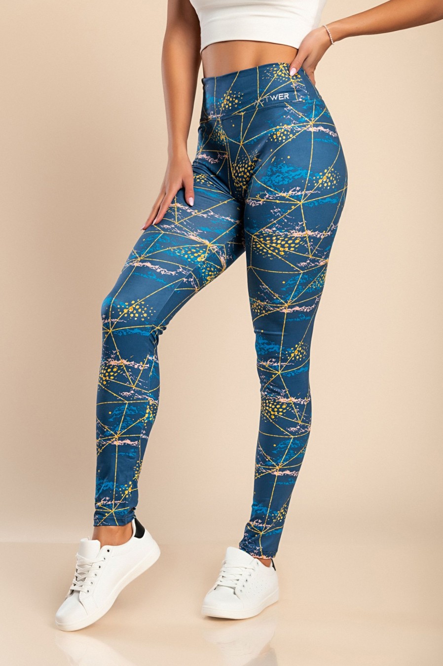 Donna ACTWER Programerski studio Jernej Perin s.p. | Leggings Sportivi Superelastici "Actwer" Blu-Giallo