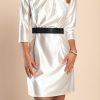 Donna PRONTO MODA ELENE | Miniabito Elegante Realizzato In Simil Raso, Bianco