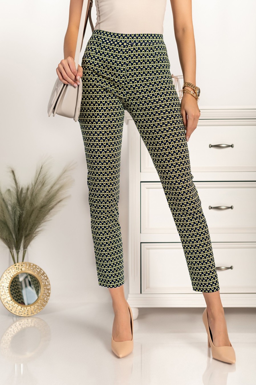 Donna CA.FRA.MA.s.r.l. | Pantaloni Eleganti Con Stampa Balanegra, Verde