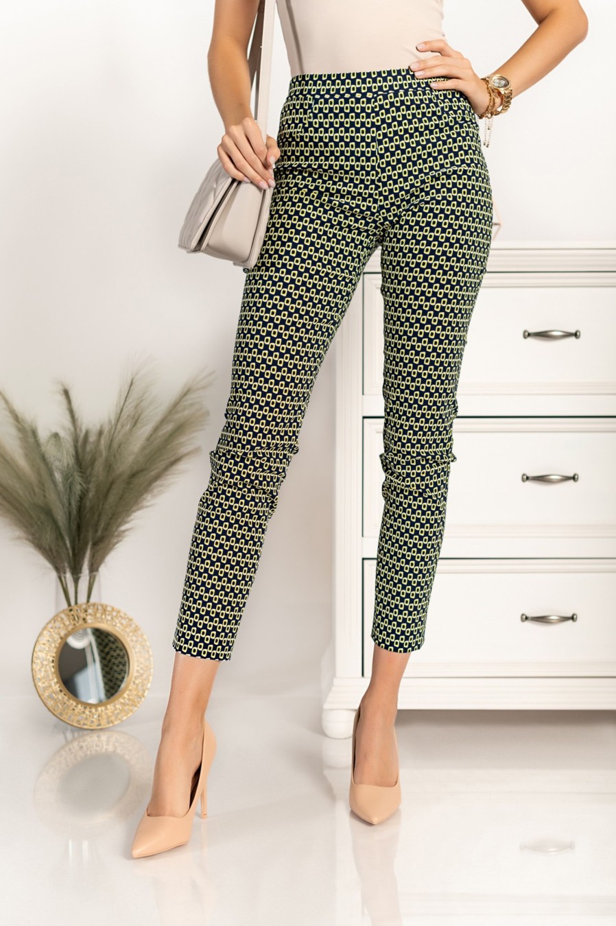 Donna CA.FRA.MA.s.r.l. | Pantaloni Eleganti Con Stampa Balanegra, Verde