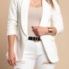 Donna PRONTO MODA ELENE | Blazer Lungo Con Scollatura Classica Turina, Bianco