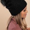 Donna FASHION STYLE SRLS (ANGELA) | Cappello Lavorato A Maglia Con Pompon, Nero