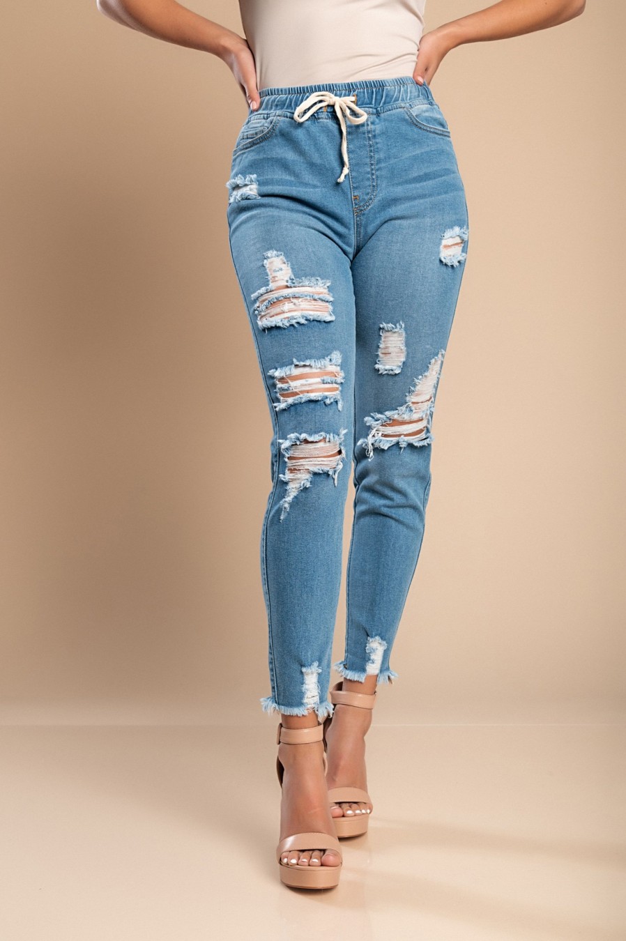 Donna CLASSIC JEANS d.o.o. | Jeans Attillati A Vita Alta E Spacchi Stefana, Celeste