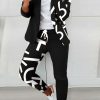 Donna NEO IMAGE | Completo Di Pantaloni E Blazer Elegante Con Stampa A Lettere Estrena, Bianco