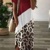 Donna Dear-lover | Maxi Abito Elegante Con Stampa Leopardata, Rosso