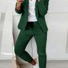 Donna NEO IMAGE | Completo Pantalone E Blazer Elegante Estrena, Verde Scuro