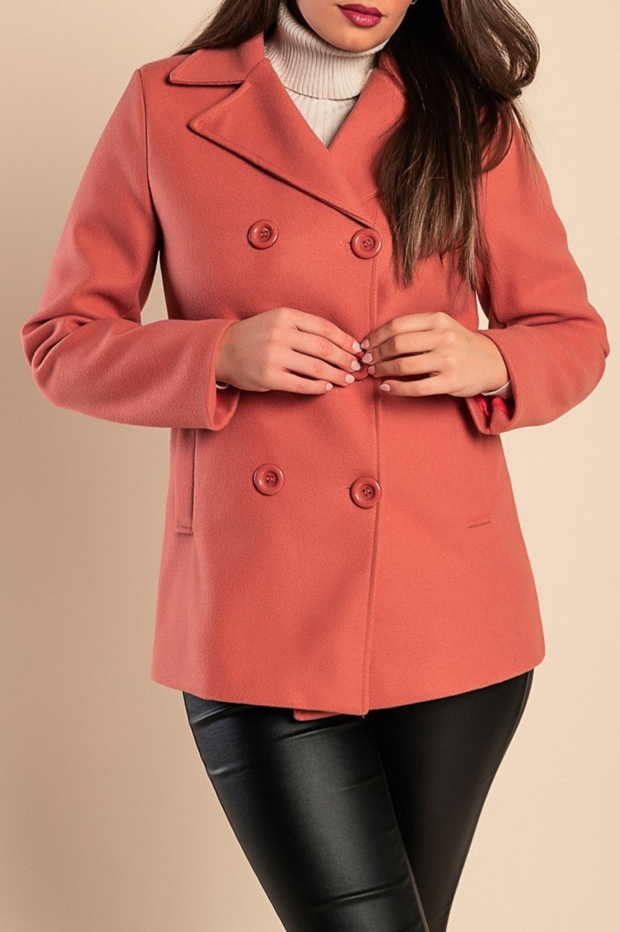 Donna PRONTO MODA ELENE | Cappotto Corto Elegante, Rosa Chiaro