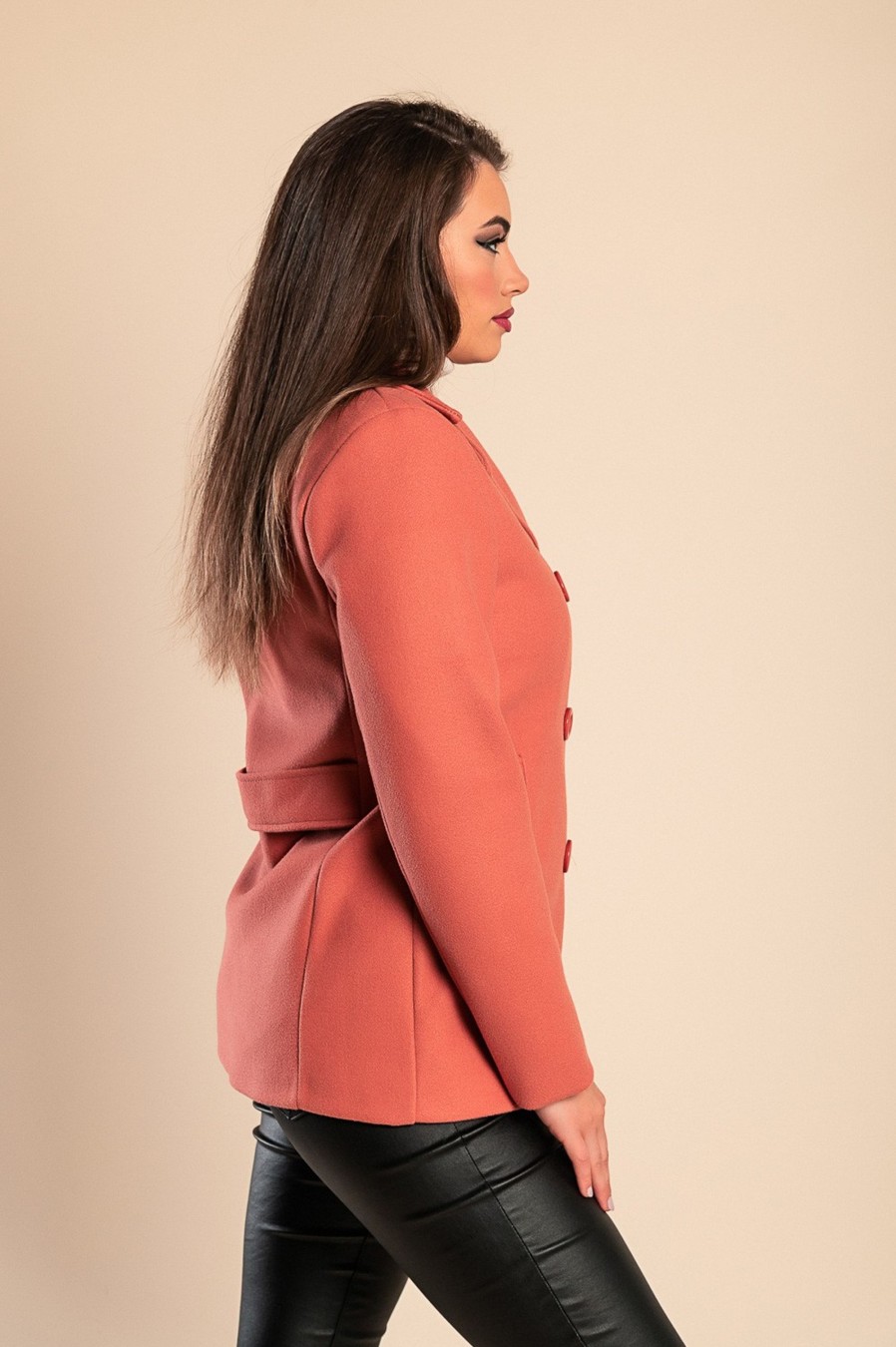 Donna PRONTO MODA ELENE | Cappotto Corto Elegante, Rosa Chiaro