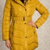 Donna FLY - MYDRESS | Piumino Lungo Trapuntato Con Cappuccio Staccabile Con Ecopelliccia Sartene, Giallo