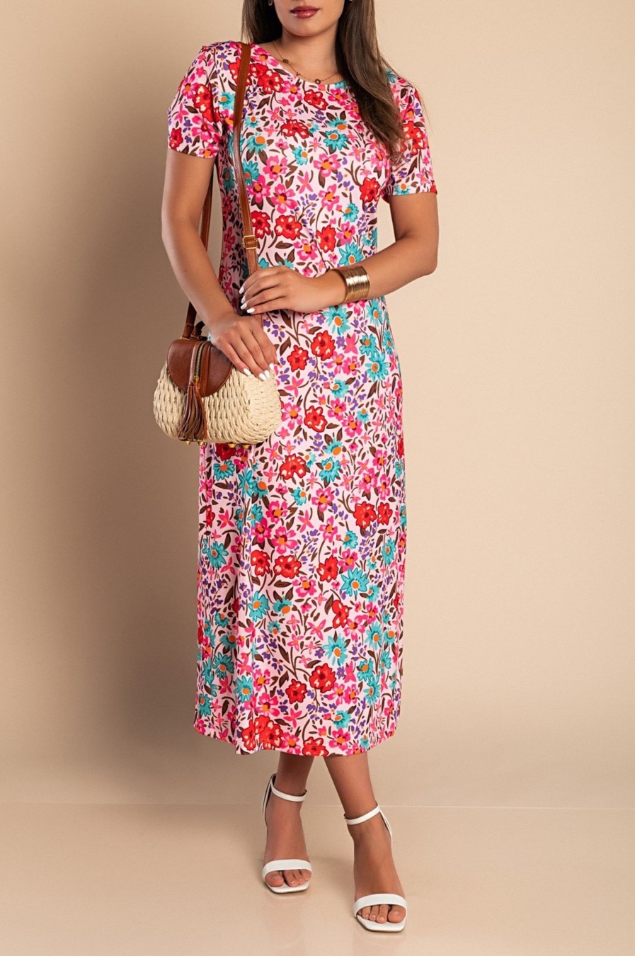 Donna PRONTO MODA ELENE | Maxi Abito Con Stampa Floreale, Rosa