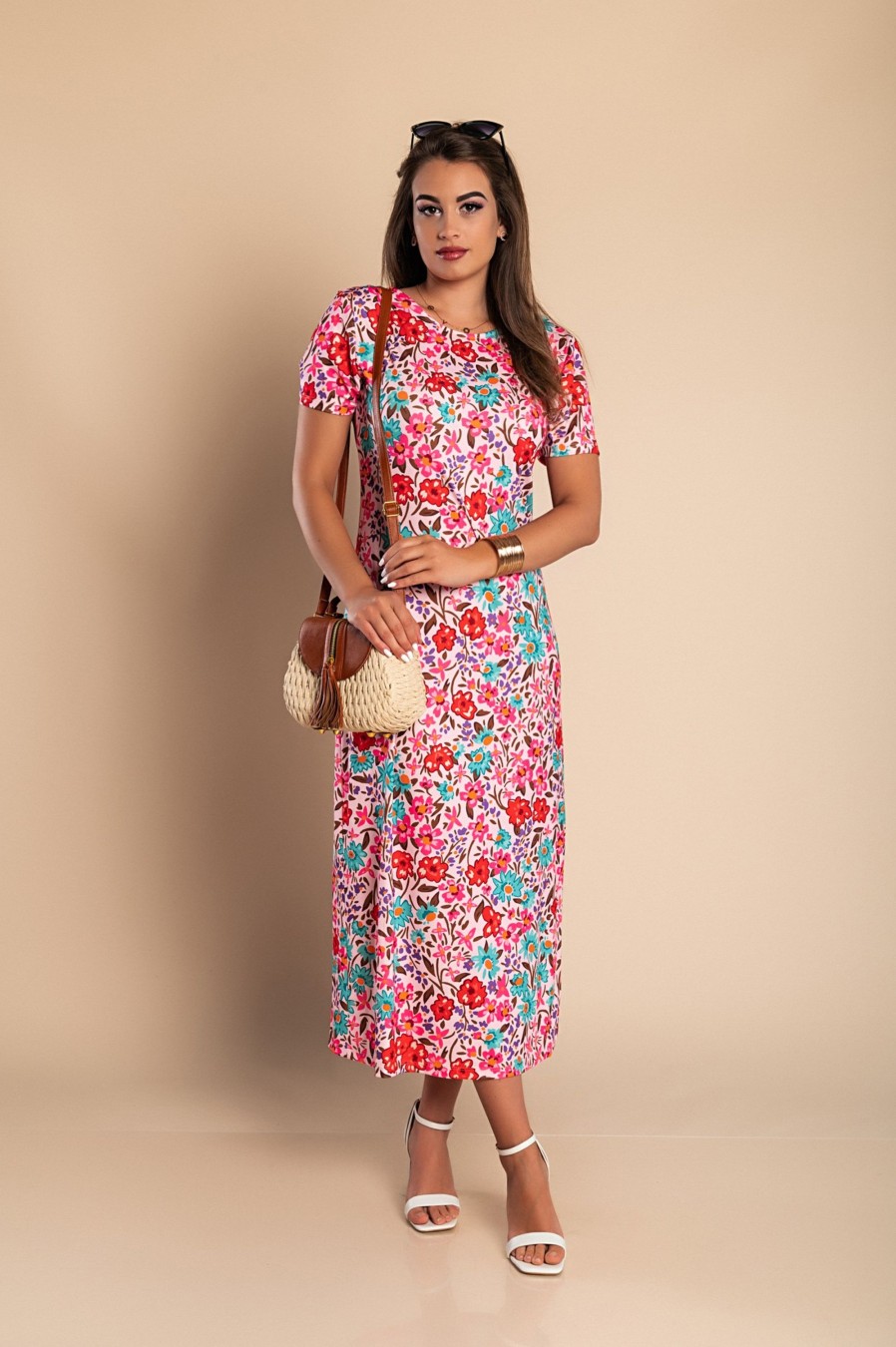 Donna PRONTO MODA ELENE | Maxi Abito Con Stampa Floreale, Rosa