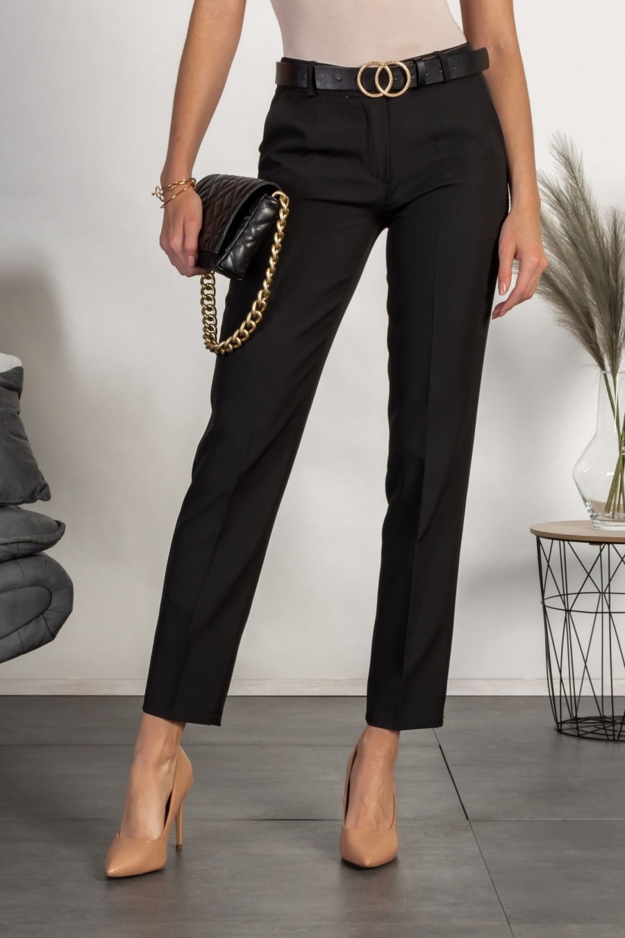 Donna PRONTO MODA ELENE | Pantaloni Eleganti Lunghi Con Pantalone Dritto Tordina, Nero