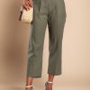 Donna CA.FRA.MA.s.r.l. | Pantaloni Eleganti In Lino, Verde Oliva