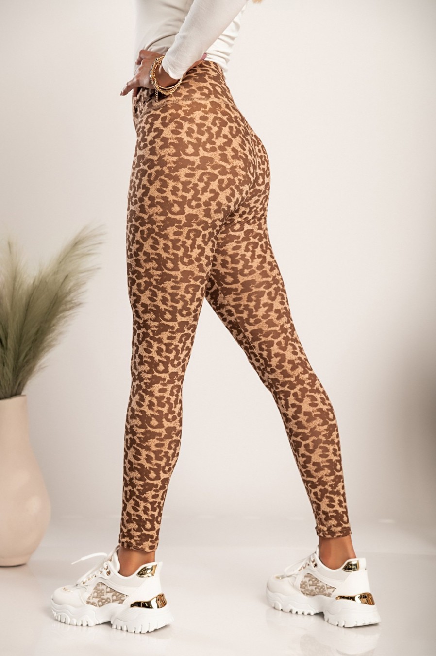 Donna GONDOLA BLU - LIN AIE | Leggings Alla Moda Con Ampia Fascia In Vita Soccia, Marrone