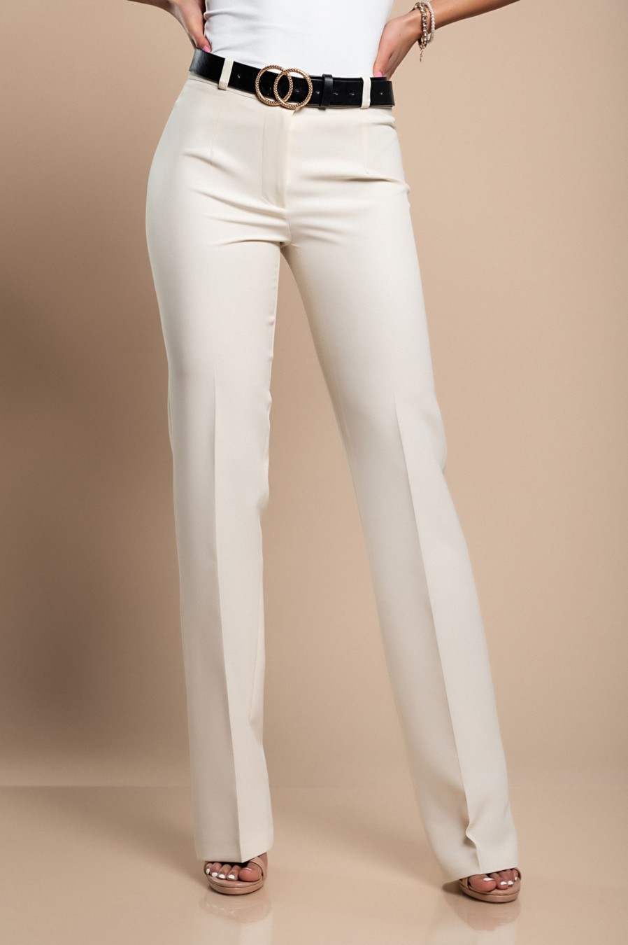 Donna CA.FRA.MA.s.r.l. | Pantaloni Eleganti Dal Taglio Dritto, Beige