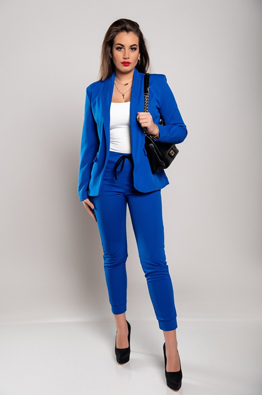 Donna NEO IMAGE | Completo Monocromatico Elegante Pantalone E Blazer Estrena, Blu