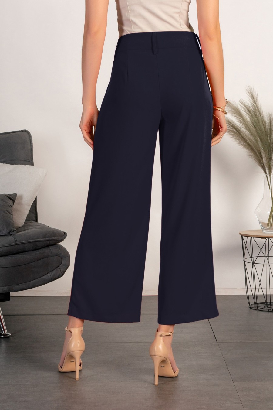 Donna CA.FRA.MA.s.r.l. | Pantaloni Eleganti Dal Taglio Ampio Roqueta, Blu Scuro