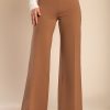 Donna PRONTO MODA ELENE | Pantaloni Lunghi Eleganti Con Gamba Dritta, Color Cammello