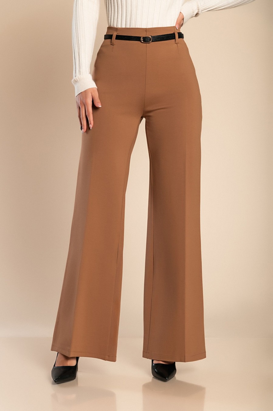 Donna PRONTO MODA ELENE | Pantaloni Lunghi Eleganti Con Gamba Dritta, Color Cammello