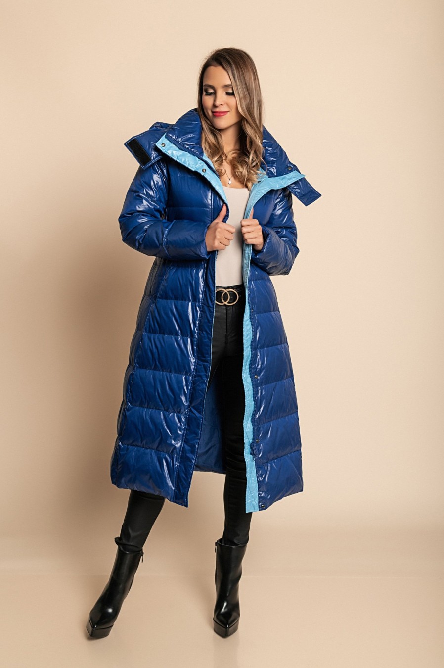 Donna FLY - MYDRESS | Giacca Invernale Lunga Con Cappuccio, Blu