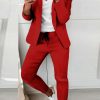 Donna NEO IMAGE | Completo Pantalone E Blazer Elegante Estrena, Rosso